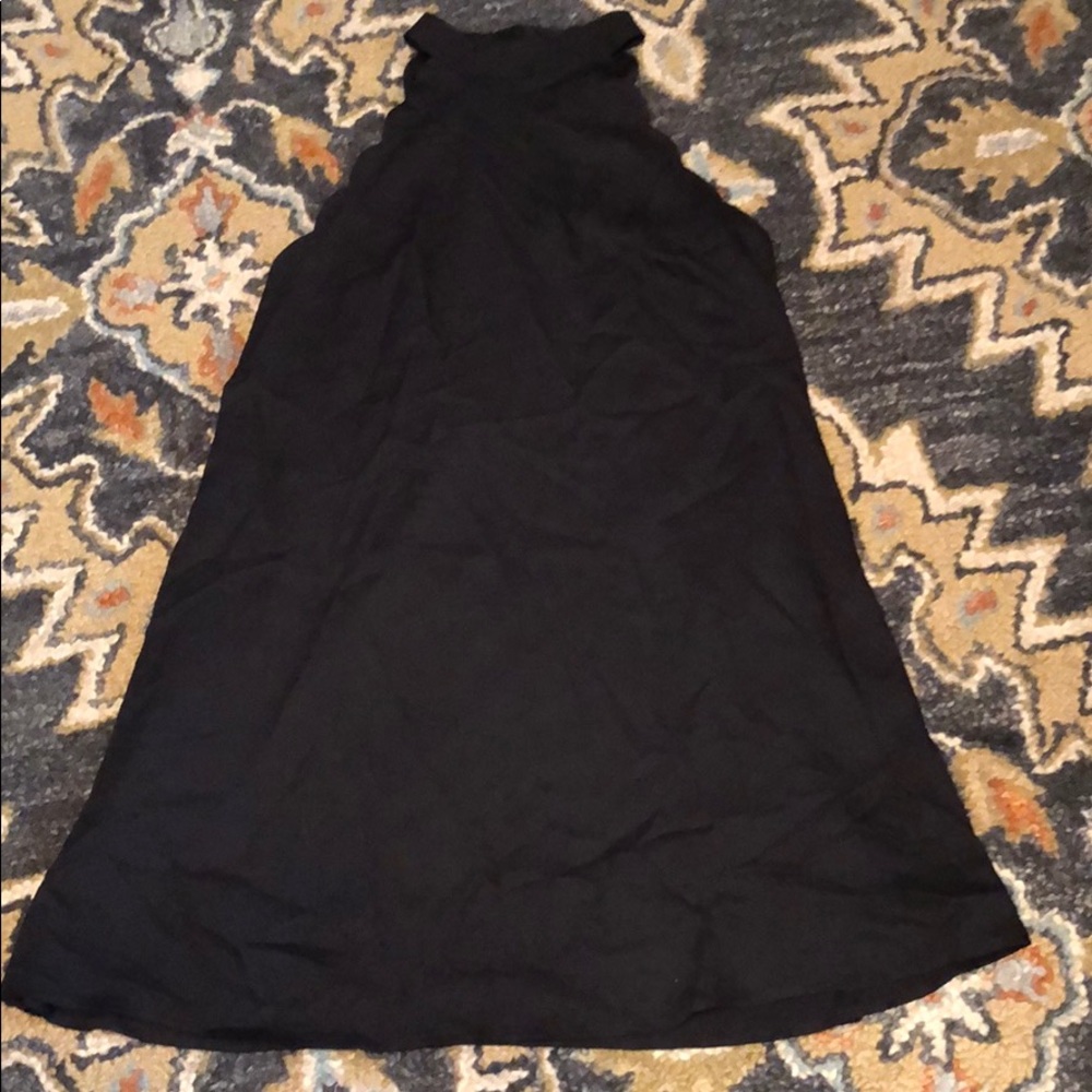 Black Scalloped Halter Dress